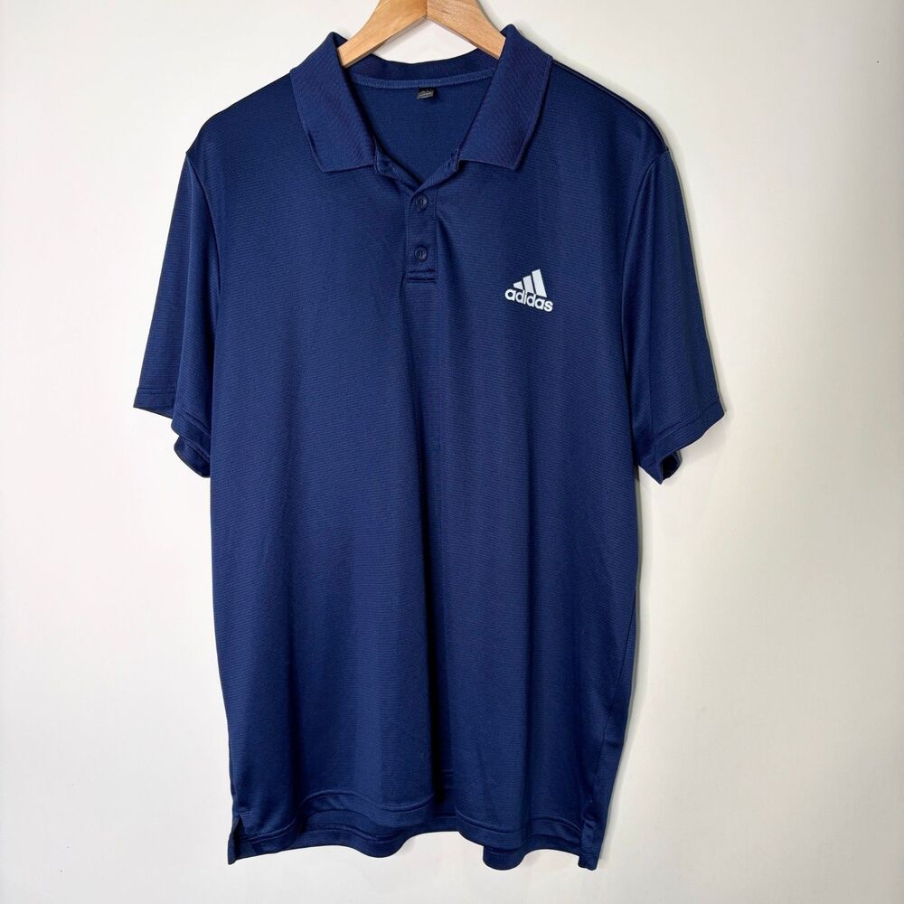 Adidas Polo Golf Performance Blue Logo Classic Men XL